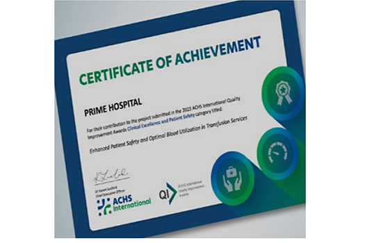 ACHS Certificate of Achievement – Clinical Excellence & Patient Safety