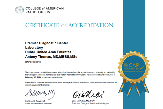 College of American Pathologists (CAP) Accreditation